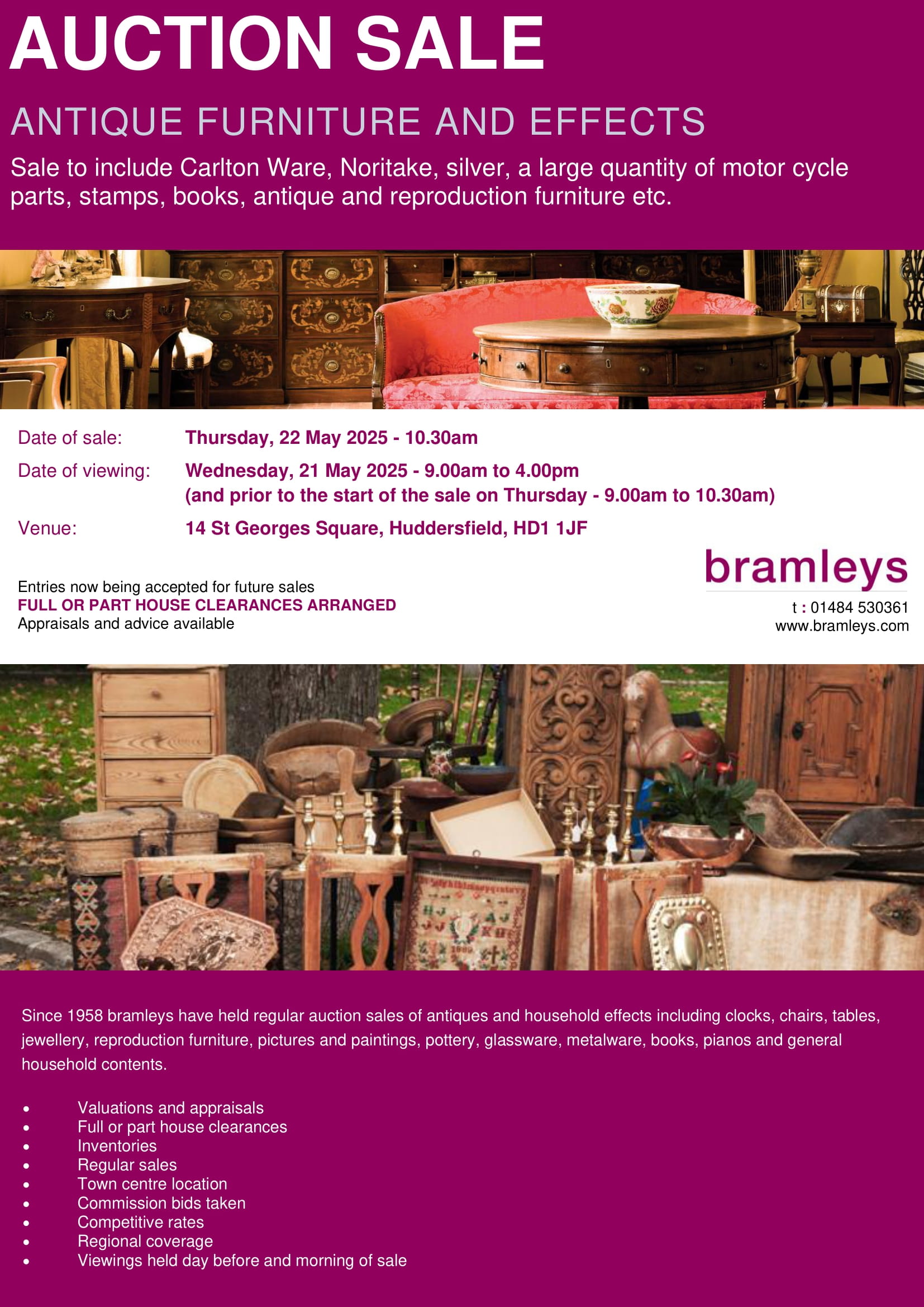 Antique Furniture & Effects Auction Sale - Thursday, 22 May 2025