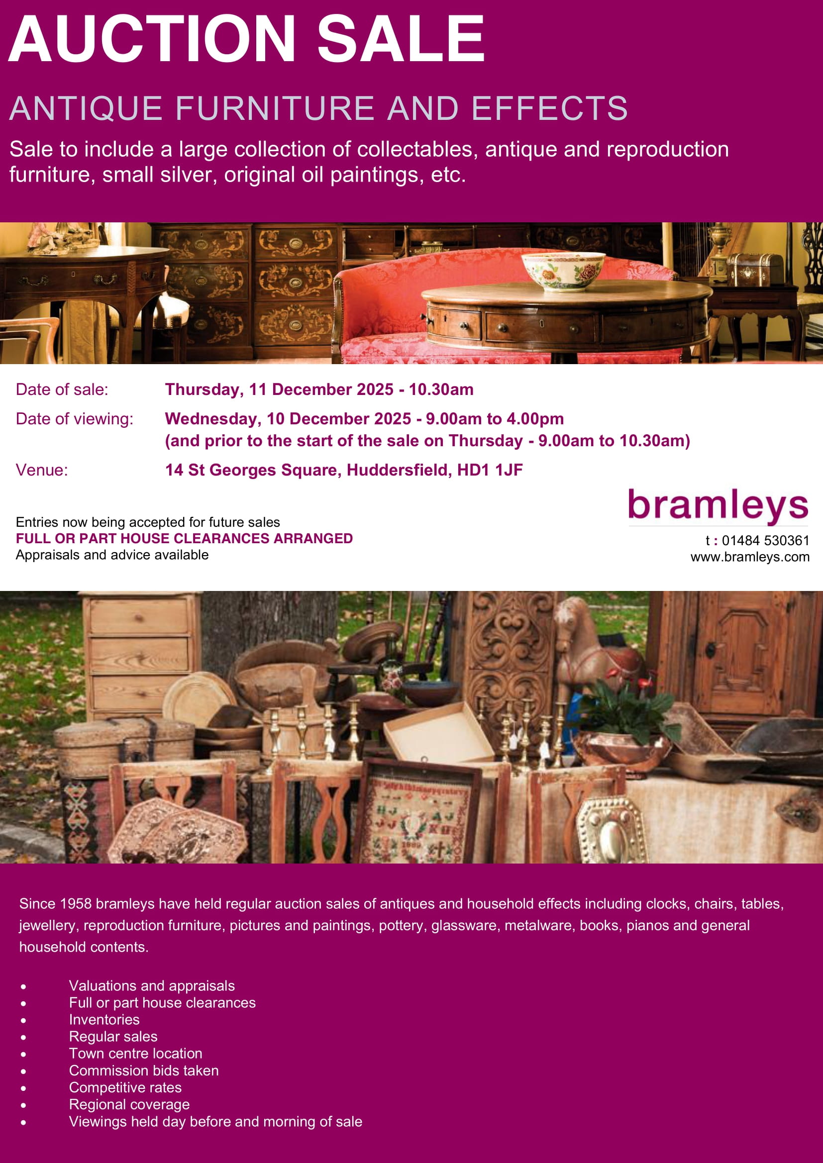 Antique Furniture & Effects Auction Sale - Thursday, 11 December 2025